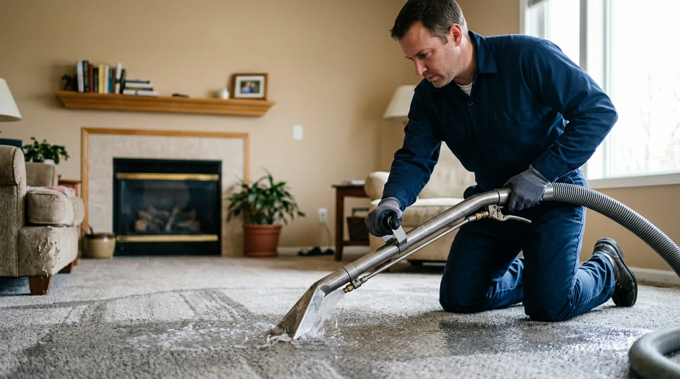 Water damage restoration technician working near Everett, MA